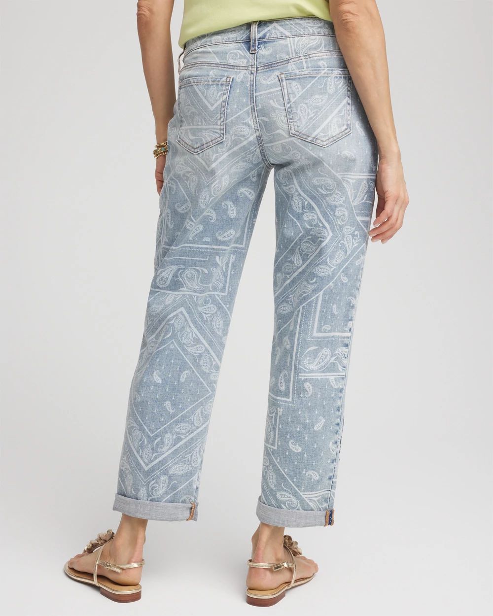 【KOOLOSET】Denim Applique Pig Half Tee Paisley Applique Cropped Jeans | Chico's